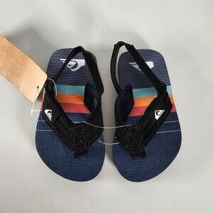 Quiksilver Kids Striped Flip Flops Blue Size 6 New